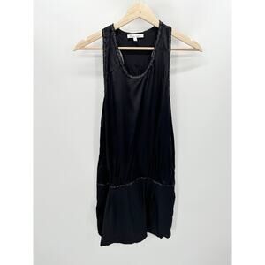 Les Petites Collection Dress‎ Women SMALL Black 100% Silk Sequin Racerback Mini